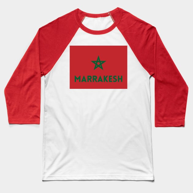 Marrakesh City in Moroccan Flag Baseball T-Shirt by aybe7elf